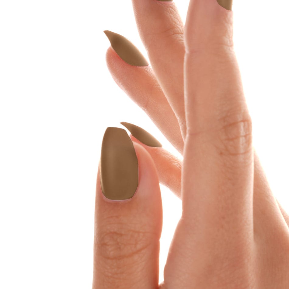 Matte Taupe-Brown Medium Stilettos — Mocha Nails
