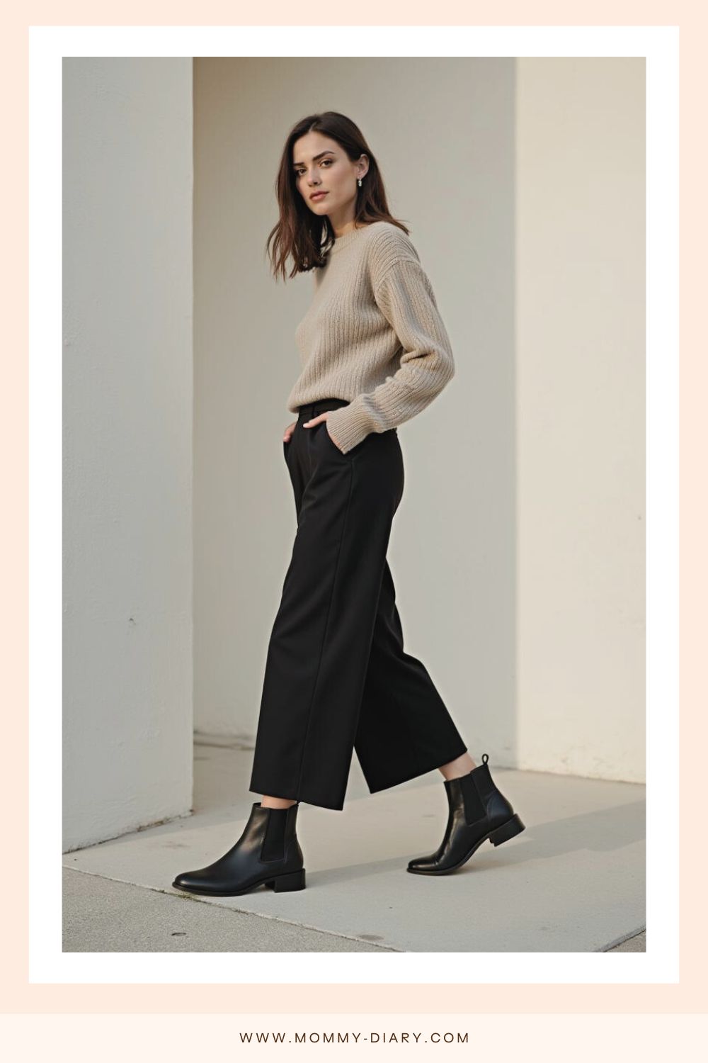 Minimalist Chic with Chelsea Boots and Wide-Leg Pants Minimalist Chic with Chelsea Boots and Wide-Leg Pants — Winter Boots Outfits