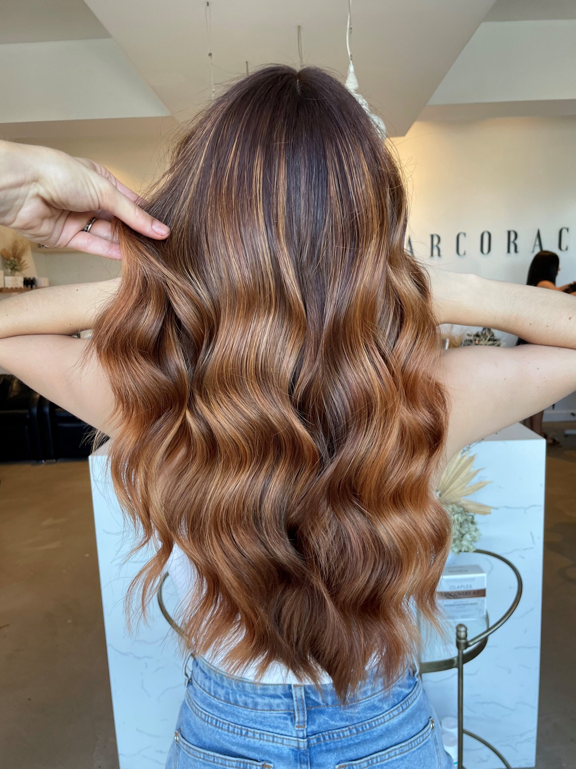 Mid-Back Dark Brown With Copper Caramel Balayage Mid-Back Dark Brown With Copper Caramel Balayage — Winter Balayage