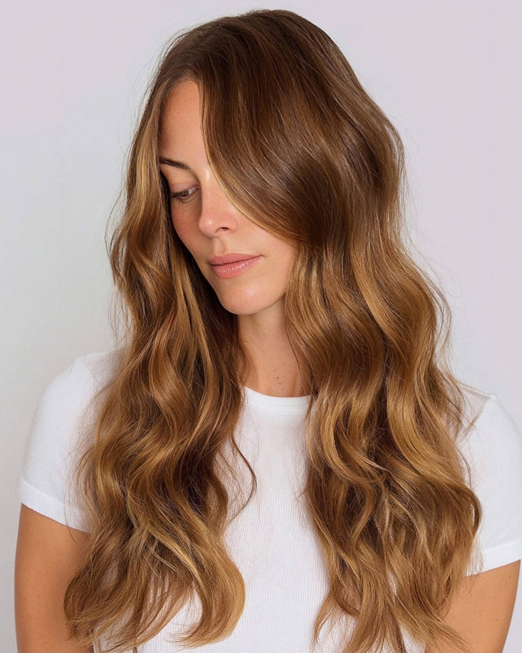 Chestnut With Golden Blonde Sun-Kissed Streaks — Chestnut Brown Hair