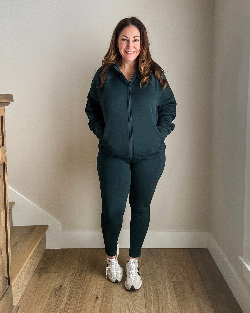 Monochromatic Dark Green Set for Effortless Athleisure — Winter Athleisure Outfits
