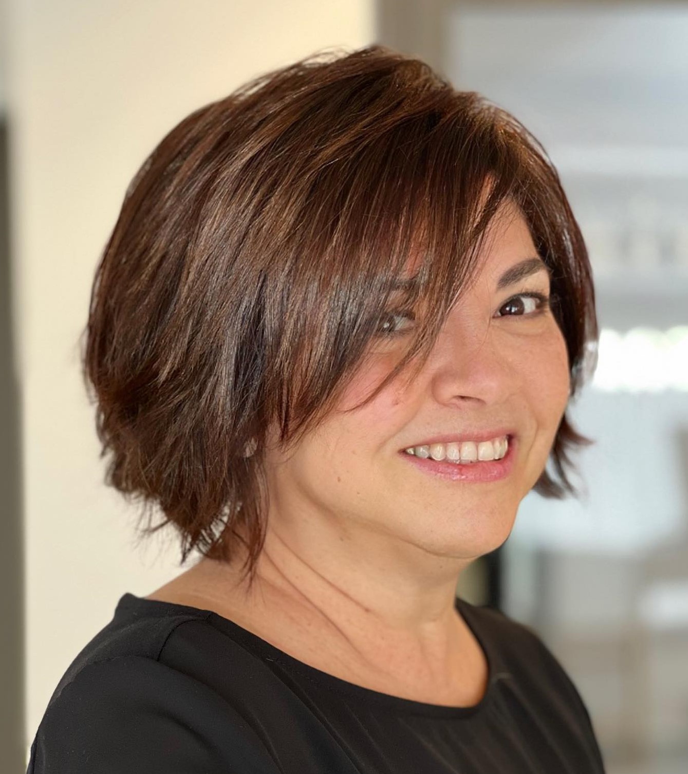 Textured Bob With Dark Brown — Winter Haircuts for Plus Size Women