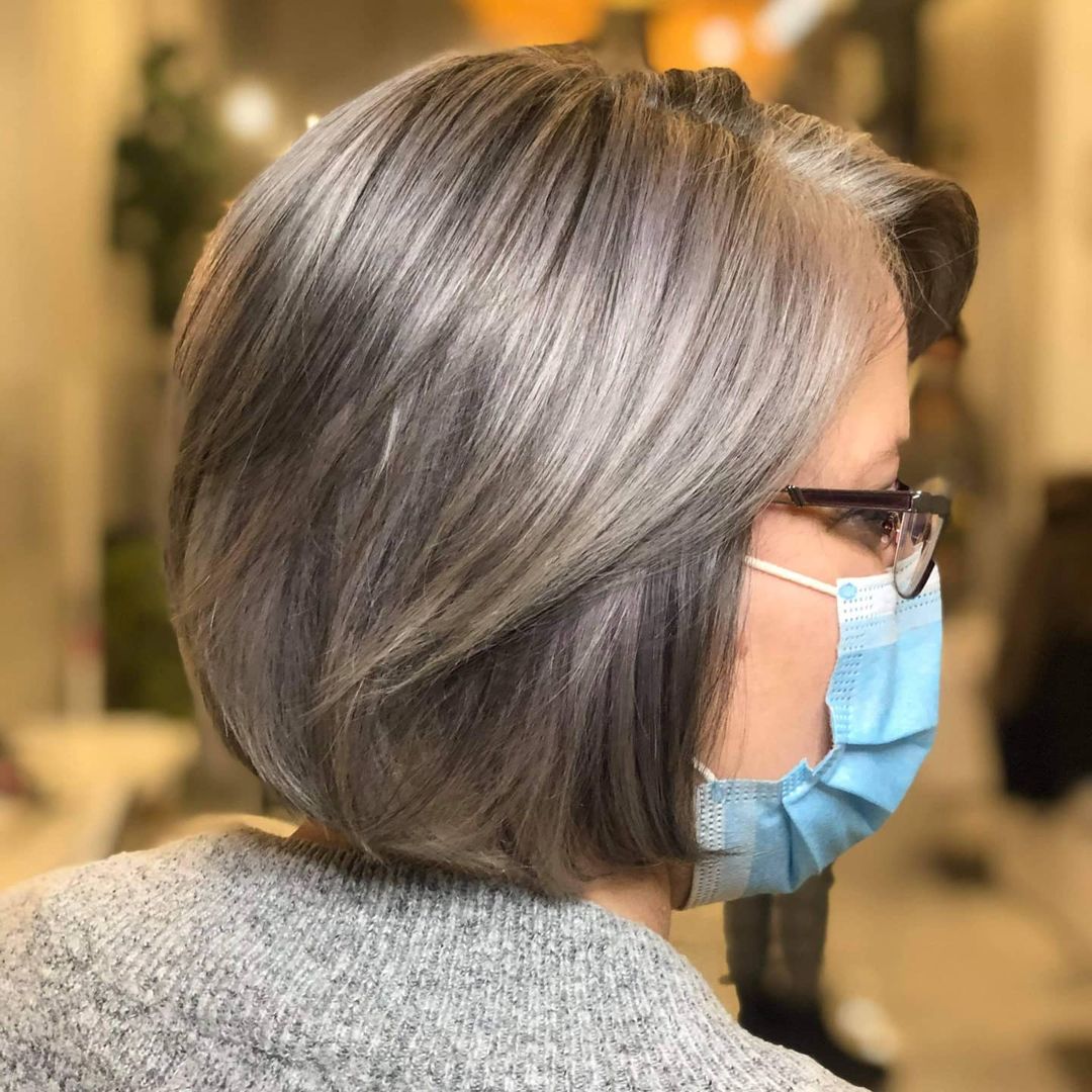 Silver Grey Bob With Darker Undertones — Winter Hair Colors for Women Over 60