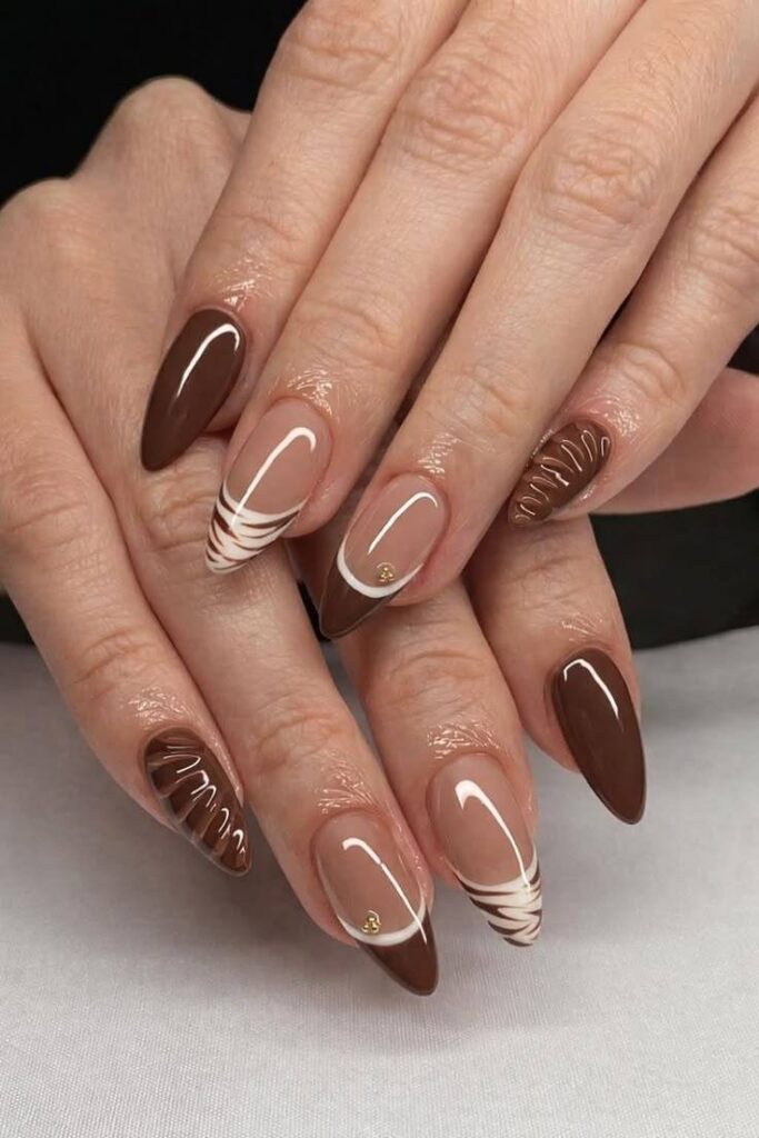 Textured Chocolate Swirl Almonds Textured Chocolate Swirl Almonds — cute nail designs