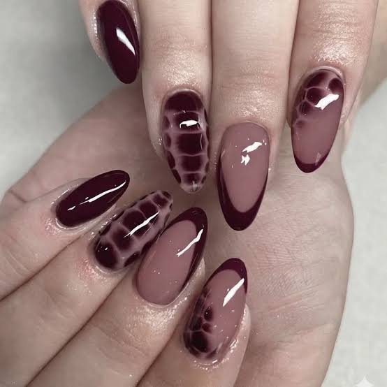 Medium Almond Tortoise Shell French Nails Medium Almond Tortoise Shell French Nails — Winter Nail Colors for Women Over 60