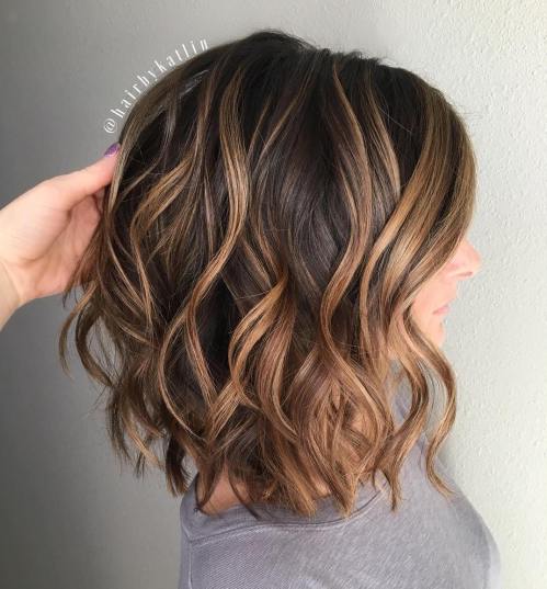 Collarbone Lob With Loose Waves — Dark Chocolate Brown Hair