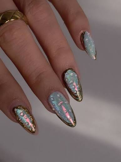Metallic Red Chrome with Star Accents Metallic Red Chrome with Star Accents — chrome nail designs