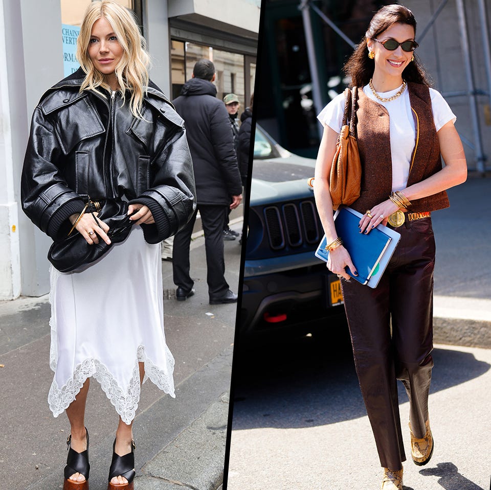 Oversized Leather Jacket over Lace Slip Dress — Boho Winter Outfits