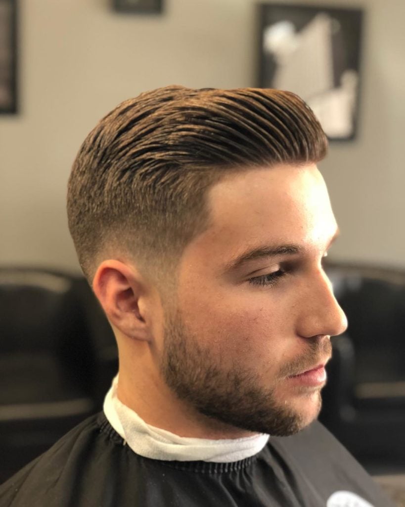 Slicked Back Side Part With Fade Slicked Back Side Part With Fade — Winter Haircuts for Men