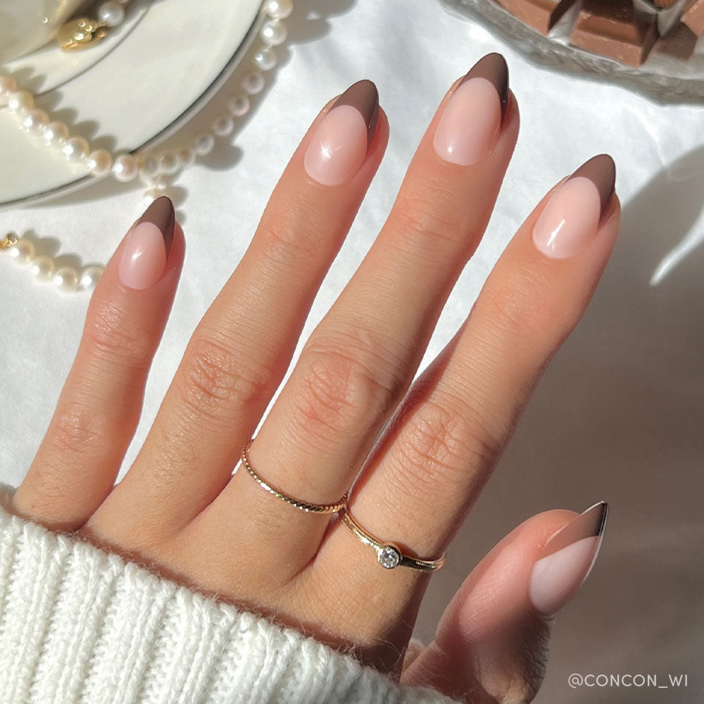 Dark Brown French Stiletto Tips Dark Brown French Stiletto Tips — Chocolate Brown Nails