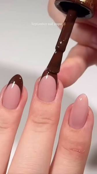 Deep Brown French Tip Oval Nails Deep Brown French Tip Oval Nails — brown nail designs