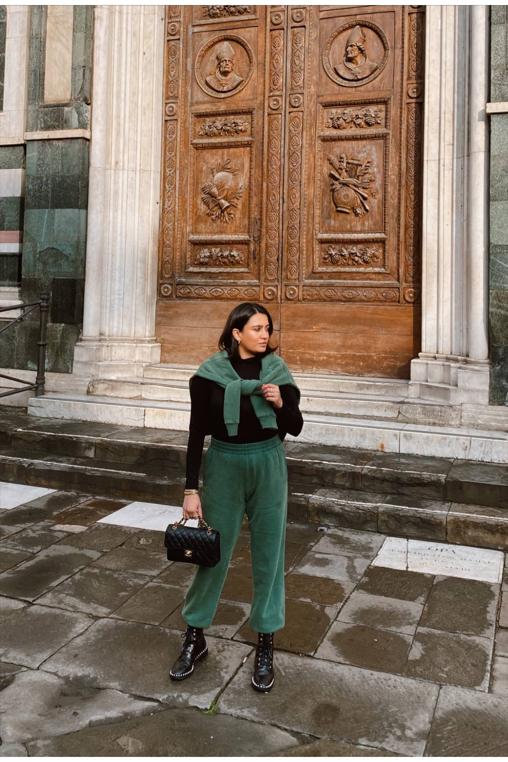 Velour Tracksuit for Comfortable and Stylish Travel — Winter Travel Outfits