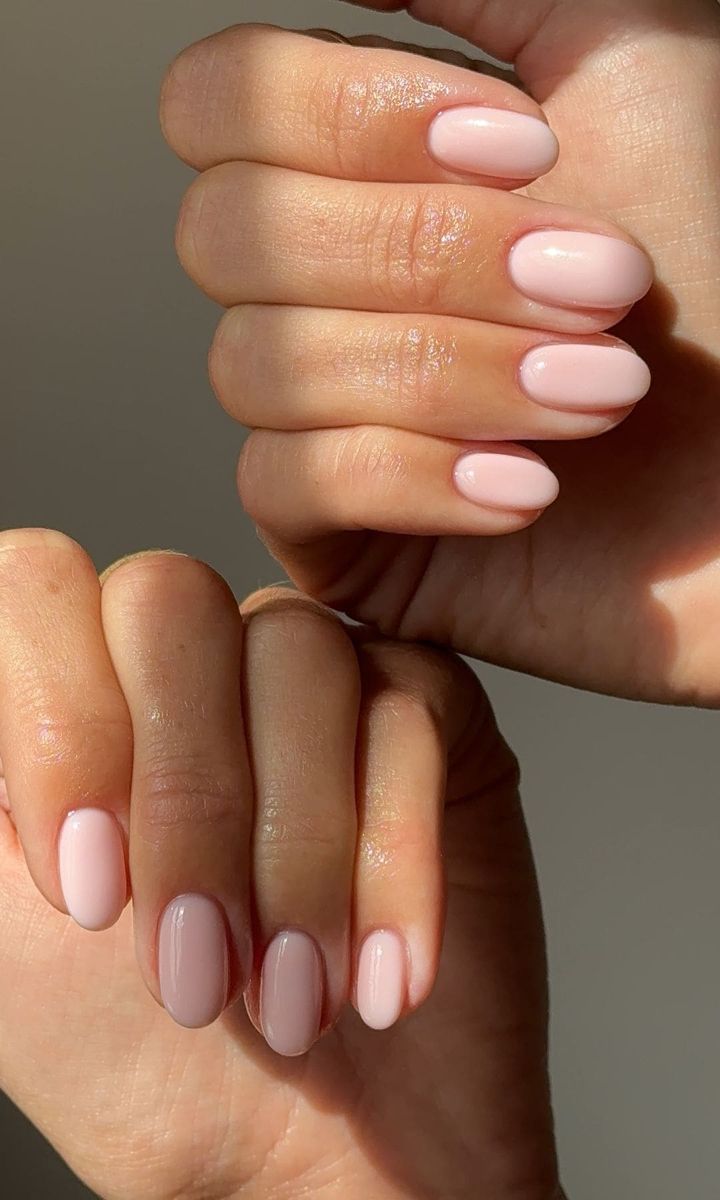 Sheer Creamy Pale Pink Oval Nails Sheer Creamy Pale Pink Oval Nails — Winter Nail Colors for Women Over 50