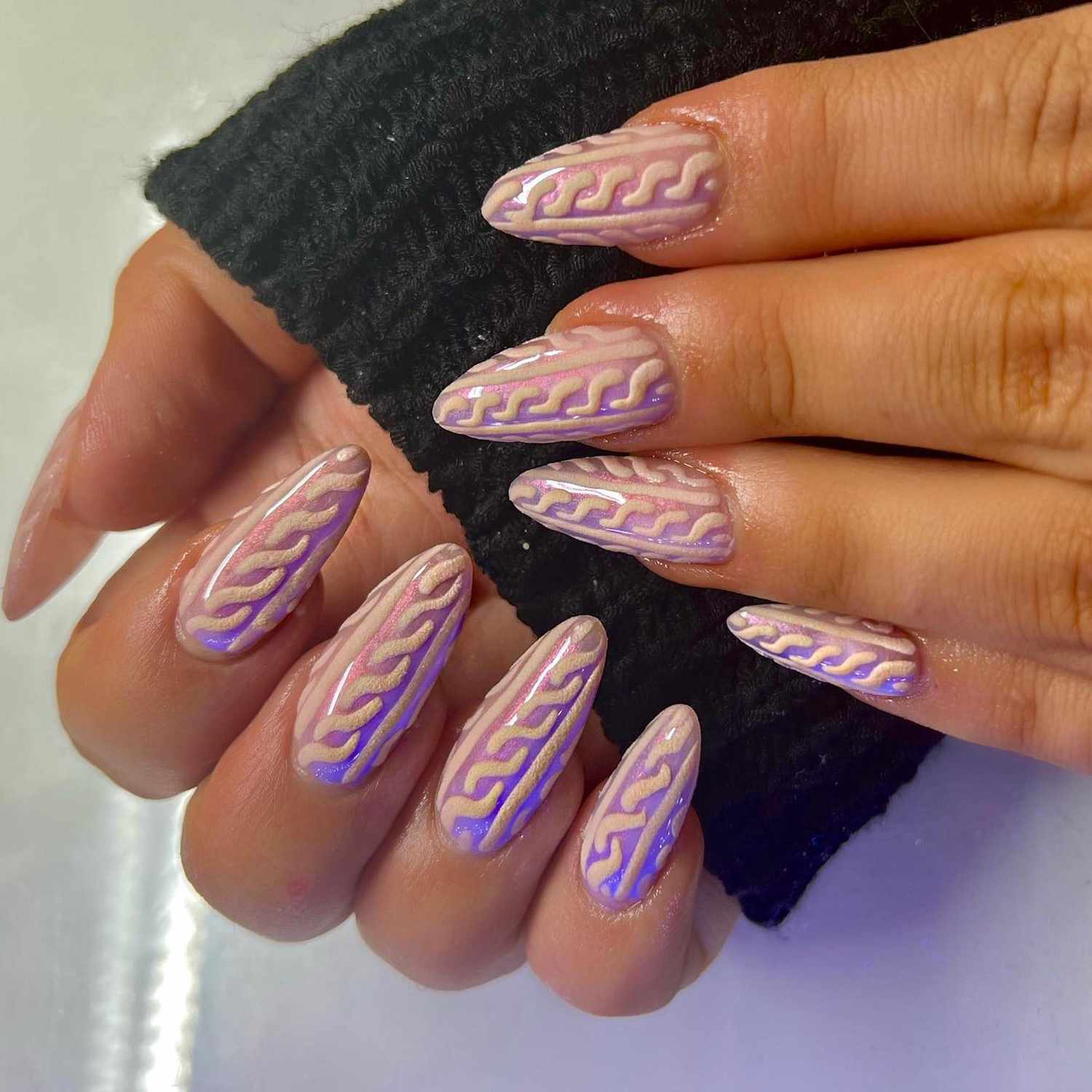 Pale Pink Shimmer Sweater Nails Pale Pink Shimmer Sweater Nails