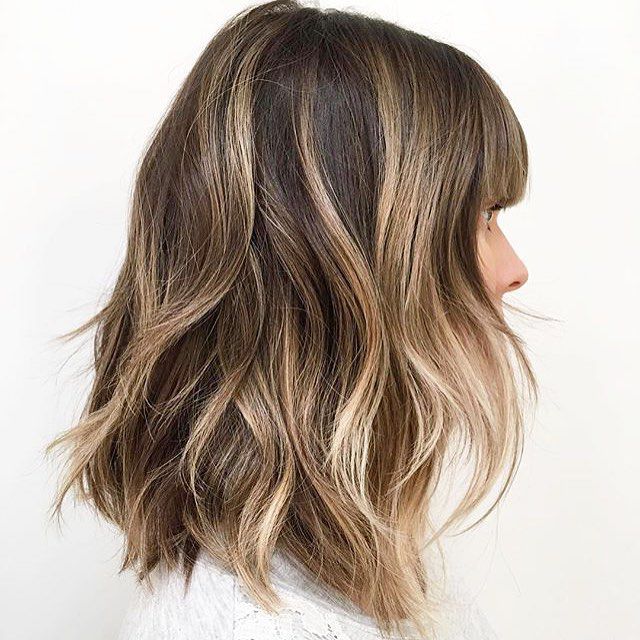 Medium Brown Lob With Blonde Highlights — Winter Hair Colors for Women Over 60
