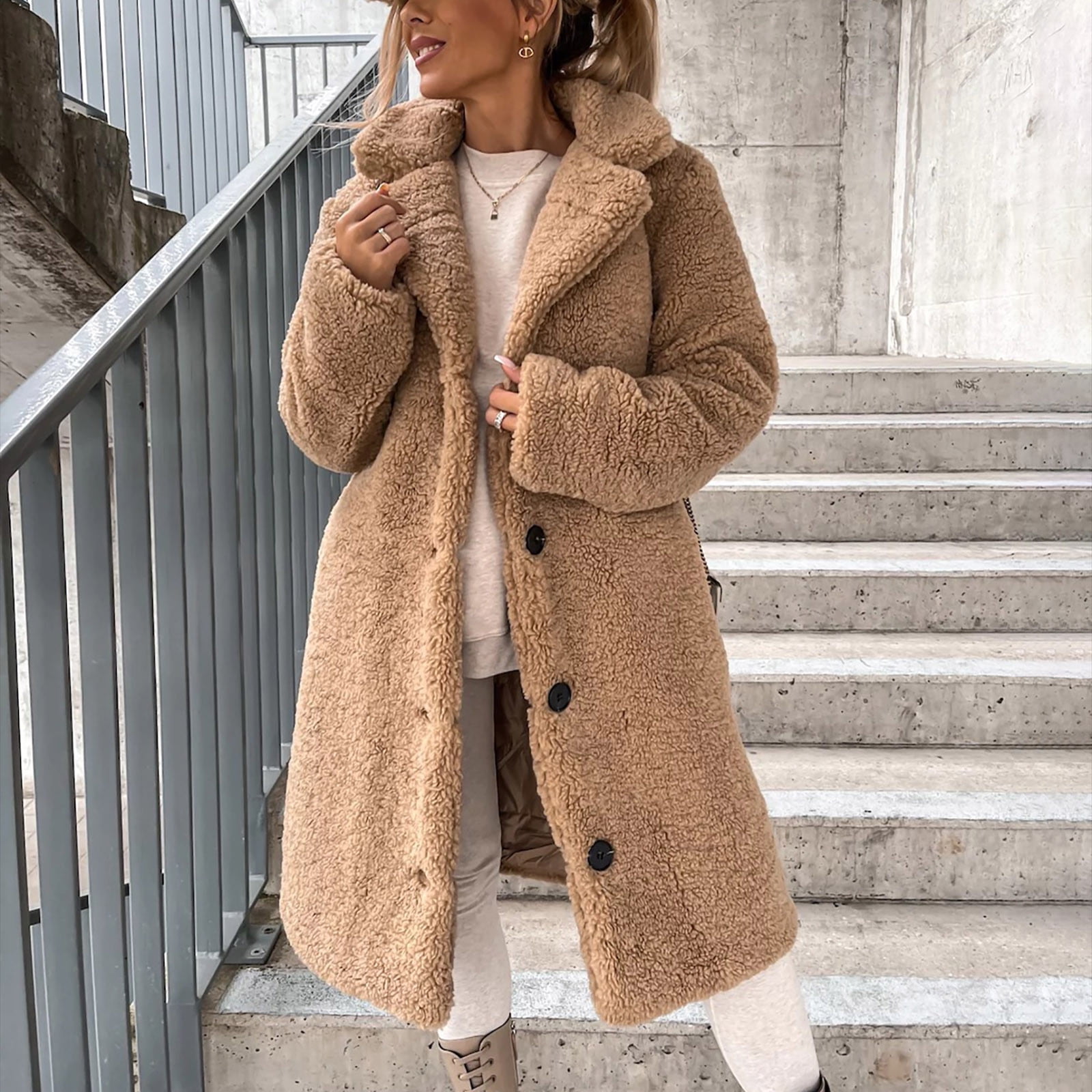 Cozy Camel Teddy Fleece Coat for Winter Comfort — Winter Coats for Women