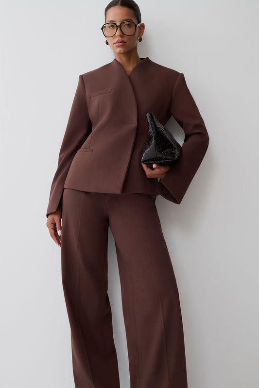 Sharp Chocolate Brown Suit with Asymmetrical Blazer Sharp Chocolate Brown Suit with Asymmetrical Blazer — Chocolate Brown Outfits