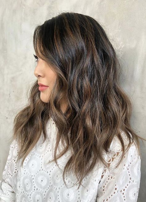 Dark Brown with Ash Brown Highlights and Face-Framing Layers — Ash Brown Hair