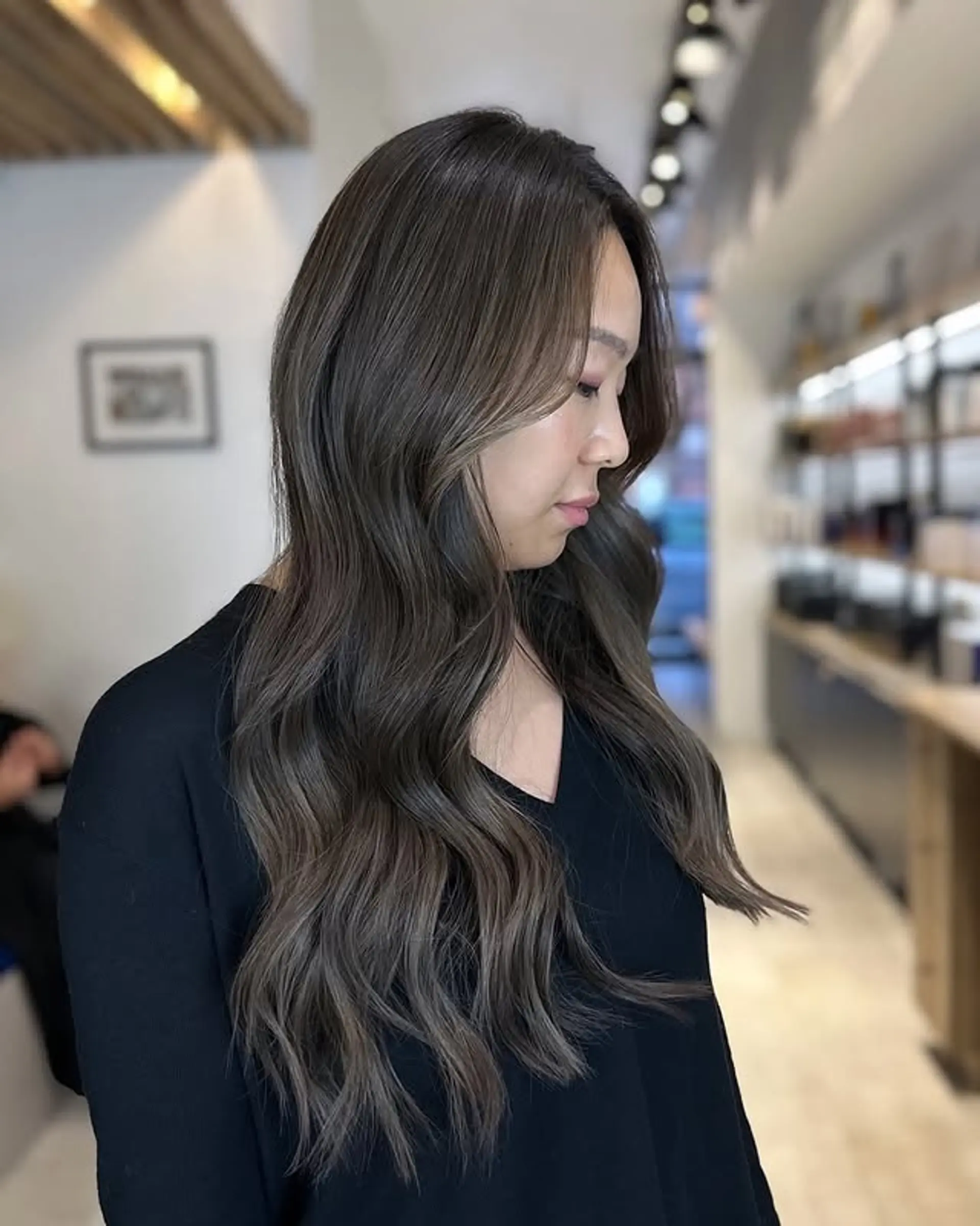 Layers Collarbone Mushroom Brown Balayage — Mushroom Brown Hair