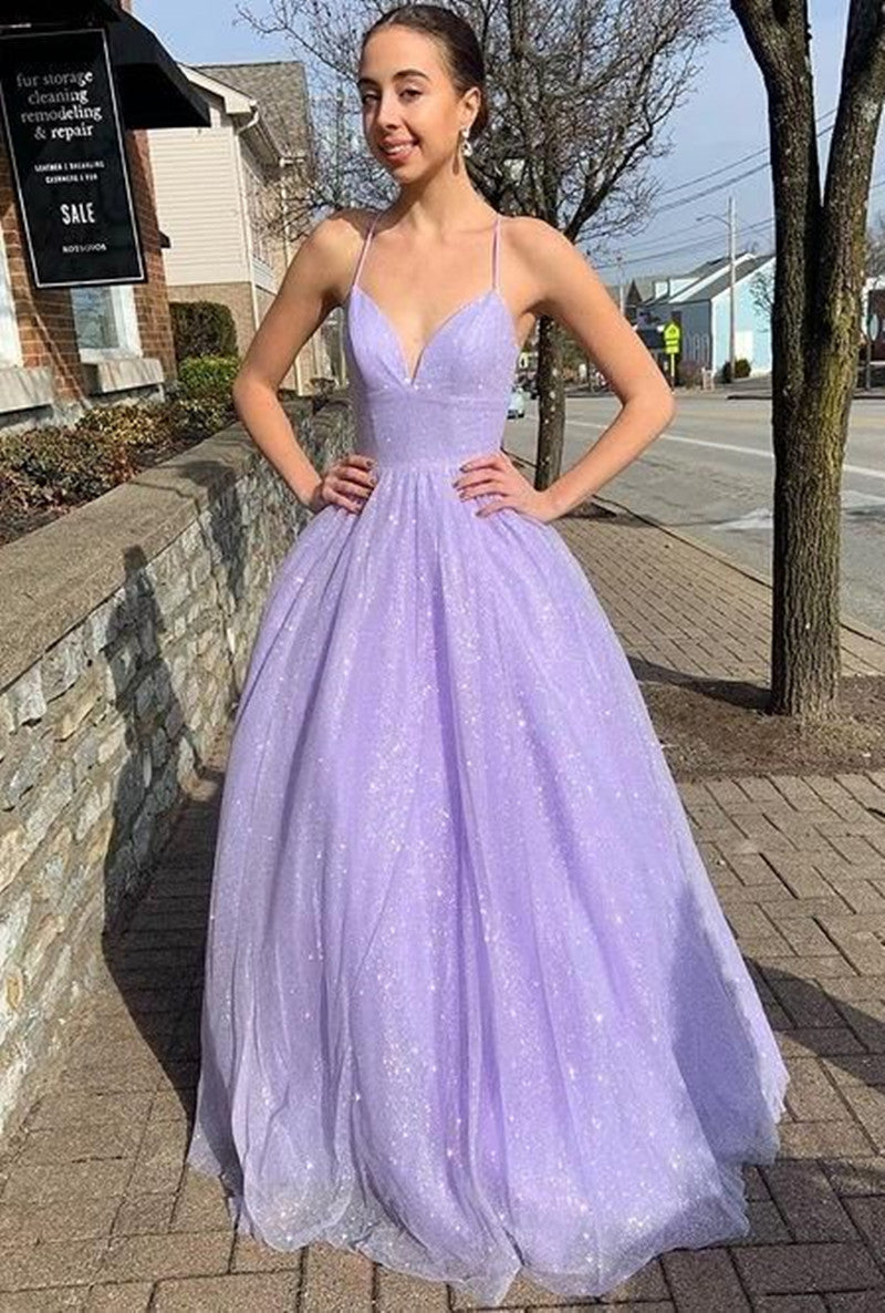 Lavender Glitter Tulle A-line Gown Lavender Glitter Tulle A-line Gown — Winter Formal Dresses