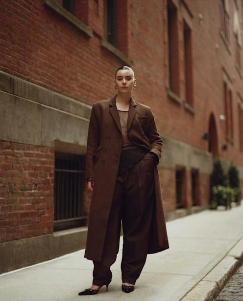 Monochromatic Brown Ensemble with Oversized Coat Monochromatic Brown Ensemble with Oversized Coat — Brown Coat Outfits
