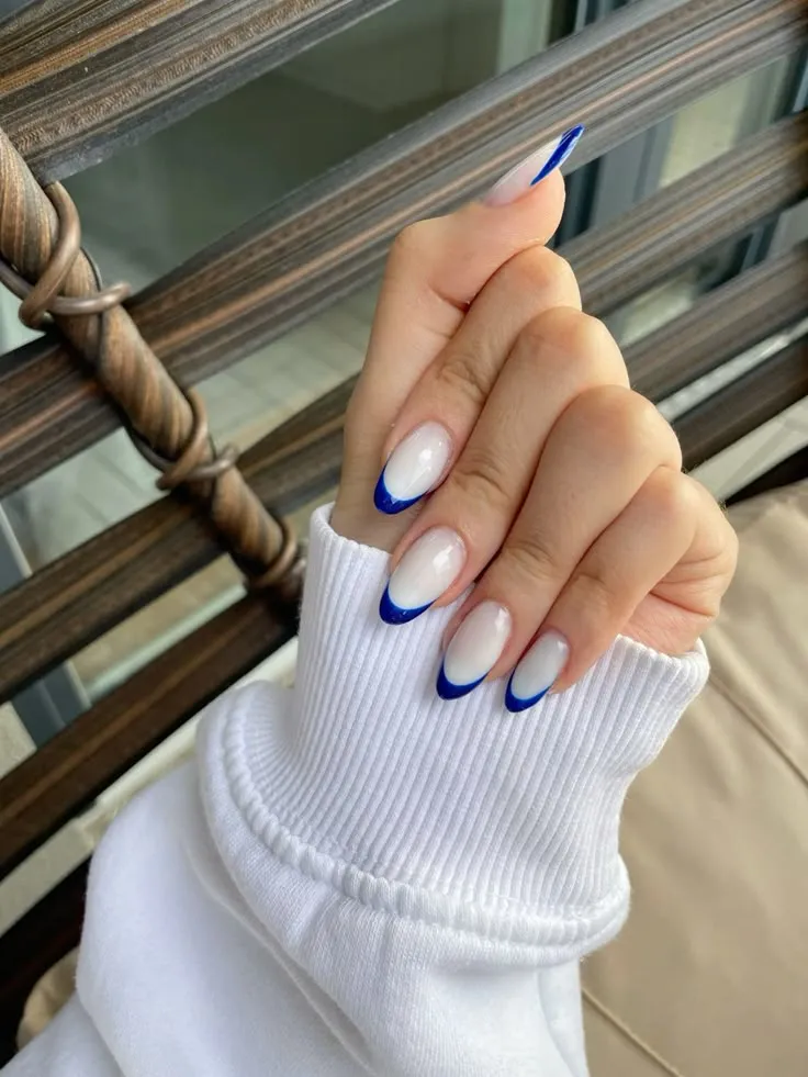 Bold Royal Blue French Tips Bold Royal Blue French Tips — french nail designs