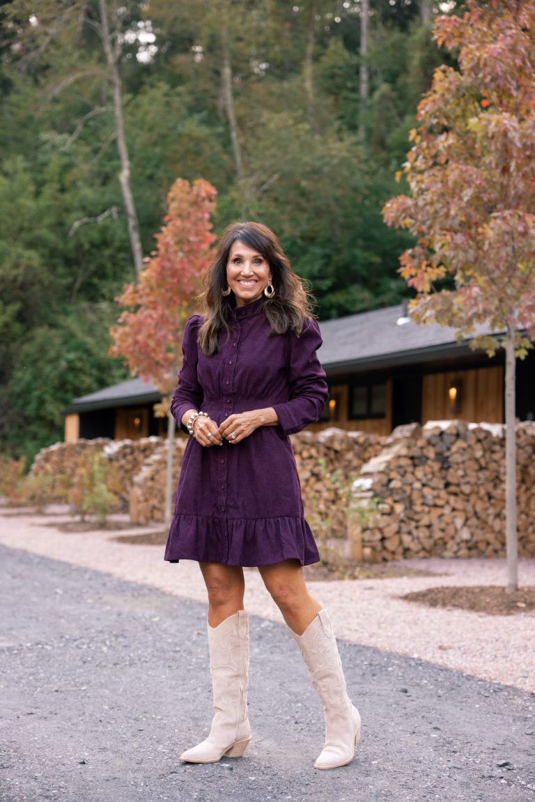 Corduroy Dress and Knee-High Boots Corduroy Dress and Knee-High Boots — Brown Boots Outfits