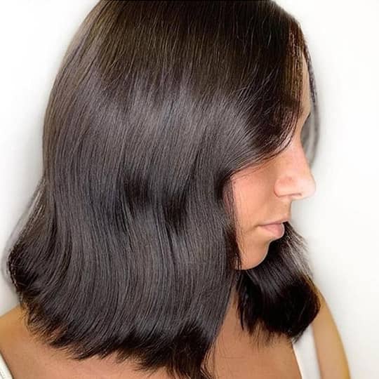 Blunt Bob With Soft Waves — Dark Chocolate Brown Hair