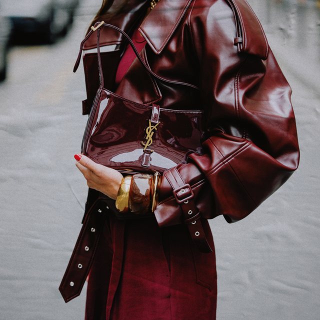 Glossy Burgundy Patent Leather Jacket and Handbag Glossy Burgundy Patent Leather Jacket and Handbag — Burgundy Outfits