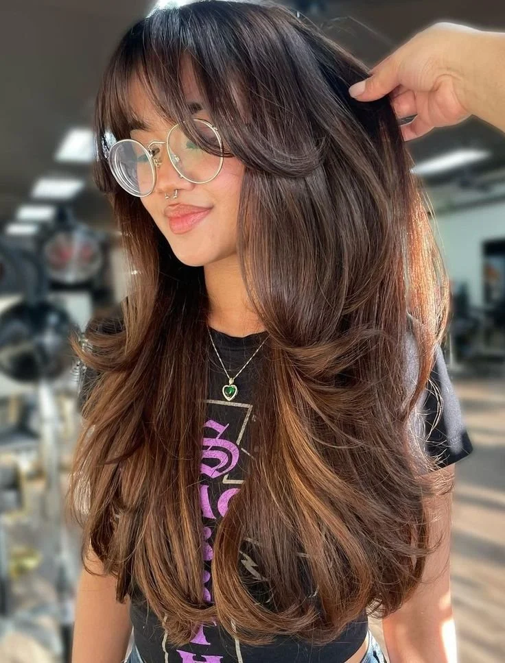Long Layered Hair With Full Bangs Long Layered Hair With Full Bangs — Winter Layered Haircuts
