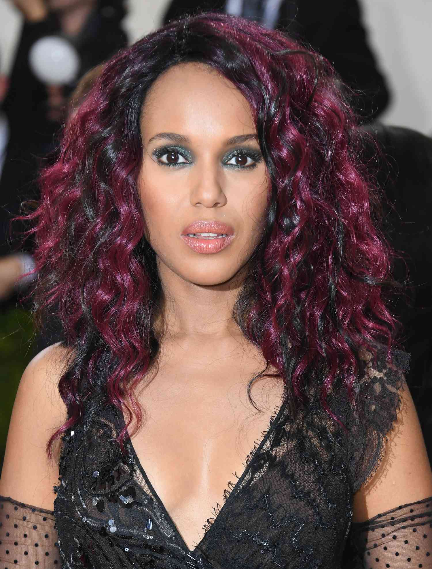 Mid-Back Dark Brown with Cherry Red Highlights — Cherry Cola Hair Color