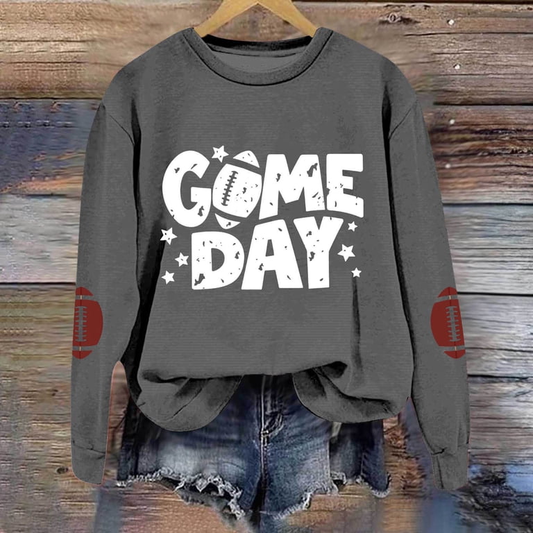 Grey "GAME DAY" Sweatshirt with Denim Shorts Grey "GAME DAY" Sweatshirt with Denim Shorts — Cold Weather Game Day Outfits