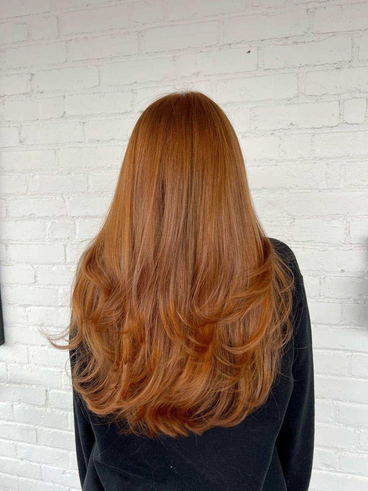 Vibrant Copper Layered Cut Vibrant Copper Layered Cut — Winter Copper Hair Color