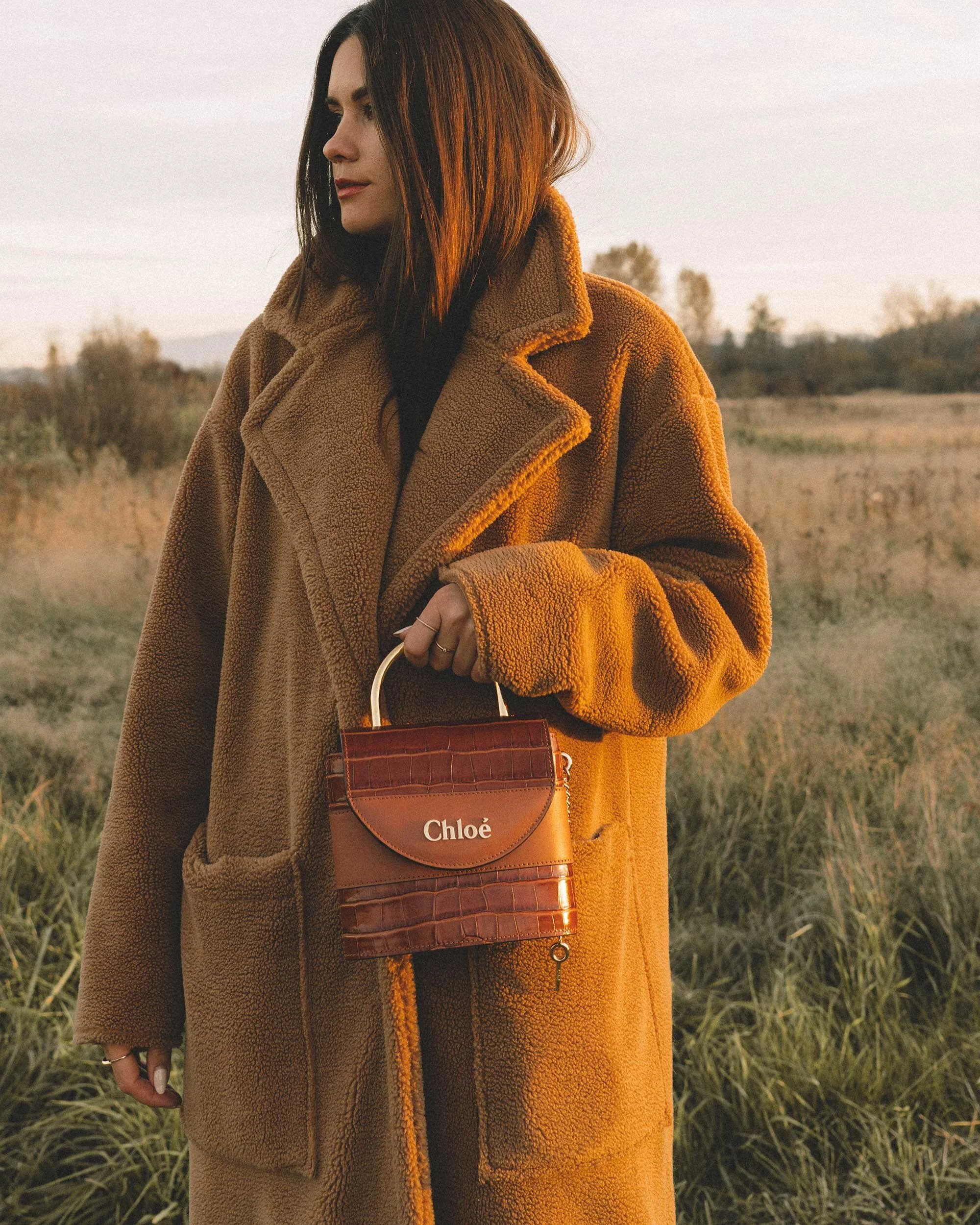 Longline Camel Teddy Fleece Coat for Autumnal Chic — Shearling Coat Outfits