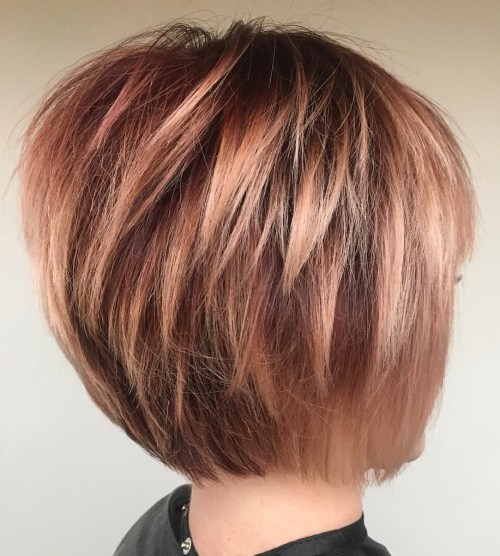 Stacked Bob With Rose Gold Highlights — Winter Bob Haircuts