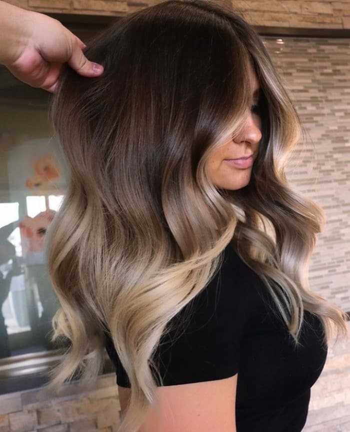 Dark Brown to Ash Blonde Curtain Bangs Dark Brown to Ash Blonde Curtain Bangs — Winter Ombre Hair