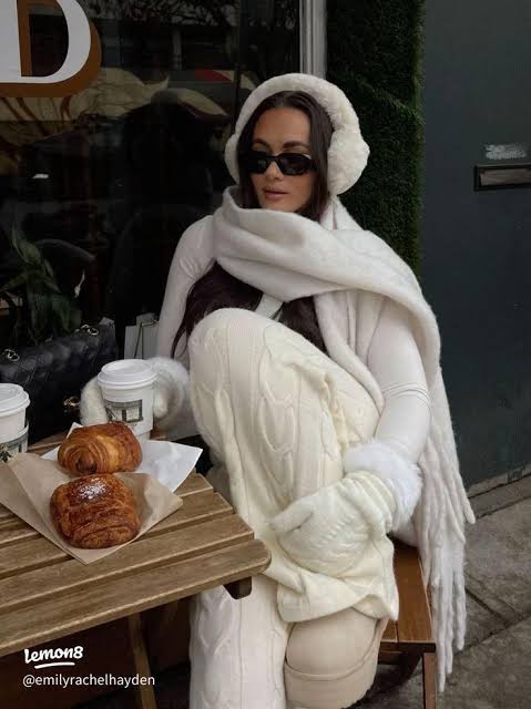Monochromatic White Cable-Knit Set with Ugg-Style Boots Monochromatic White Cable-Knit Set with Ugg-Style Boots — Comfy Winter Outfits