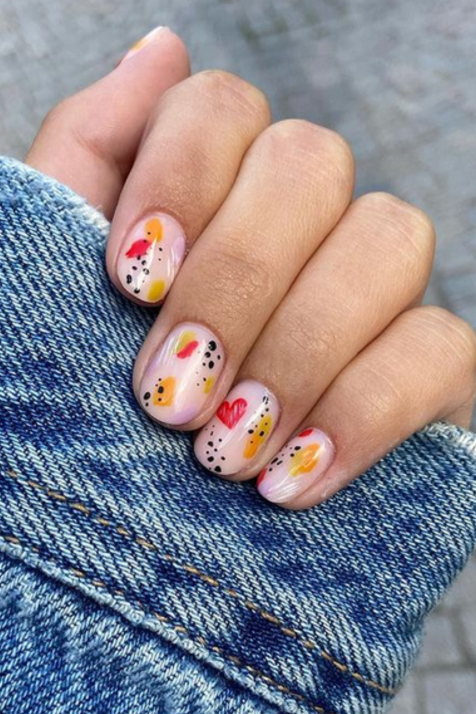 Abstract Pink Heart Accent Abstract Pink Heart Accent — short nail designs