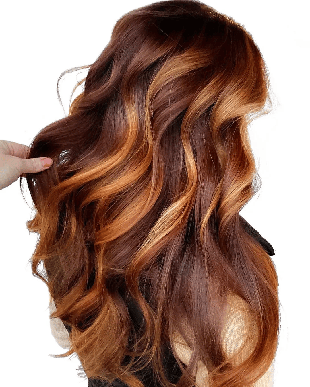 Copper Base With Blonde Highlights — Winter Auburn Hair Color