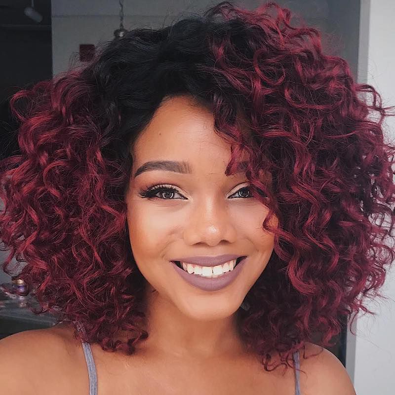 Collarbone Waves with Deep Red Highlights Collarbone Waves with Deep Red Highlights — Mahogany Hair Color