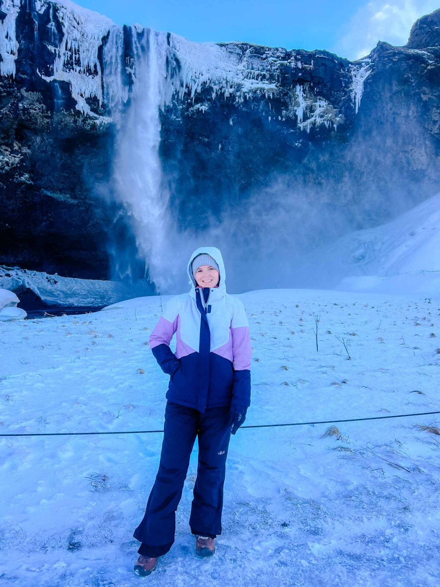 Color-Blocked Ski Jacket for Active Winter Exploration — Iceland Winter Outfits
