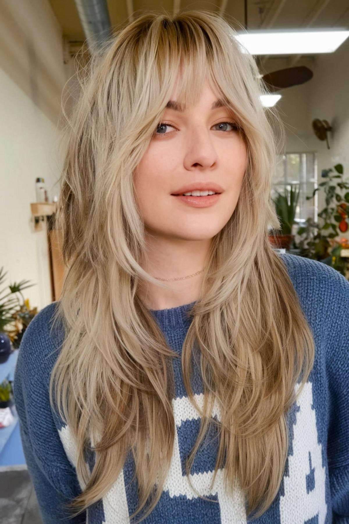 Collarbone Shag With Curtain Bangs and Blowout Collarbone Shag With Curtain Bangs and Blowout — Winter Shag Haircuts