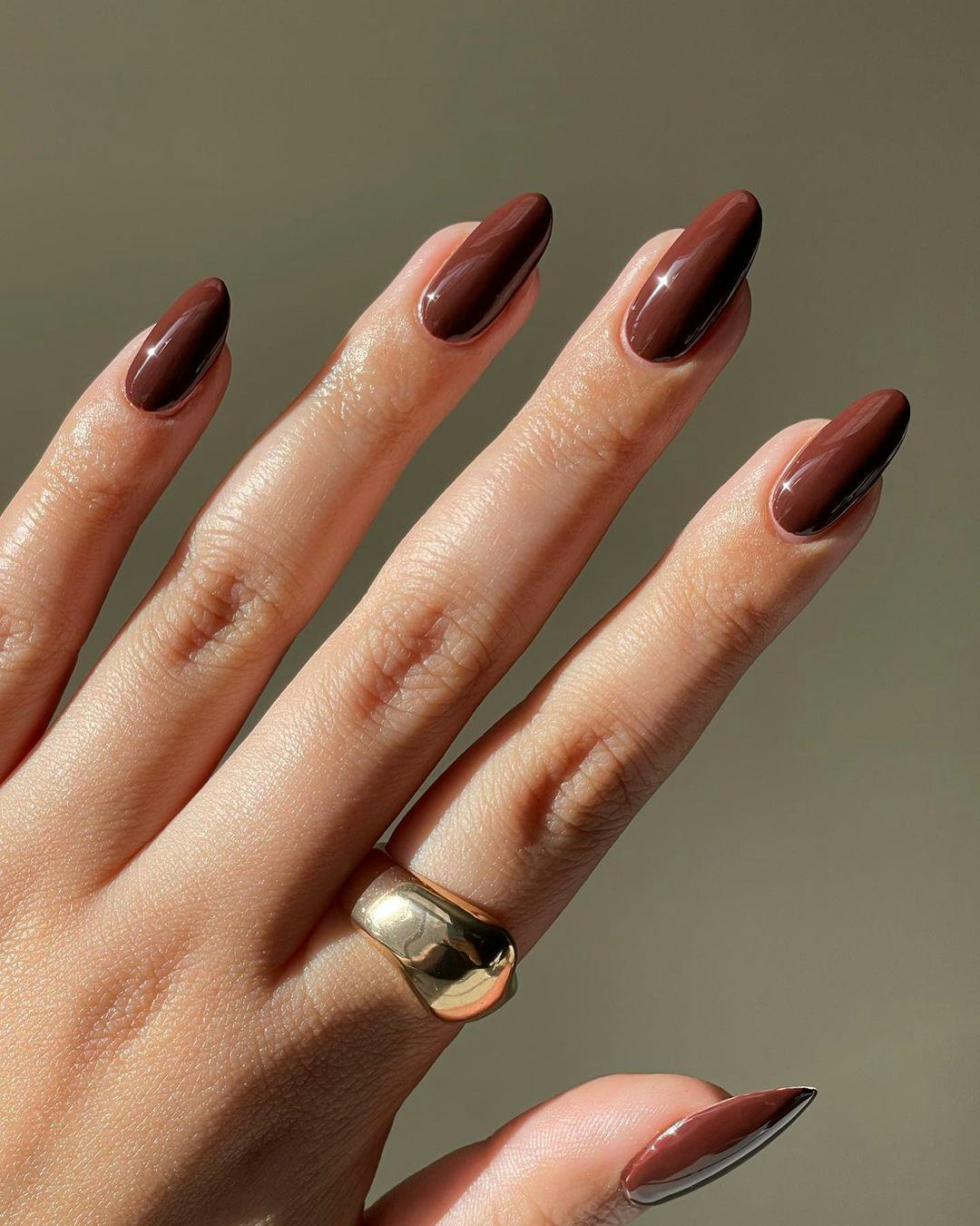 Rich Glossy Medium Almond Brown Rich Glossy Medium Almond Brown — Chocolate Brown Nails