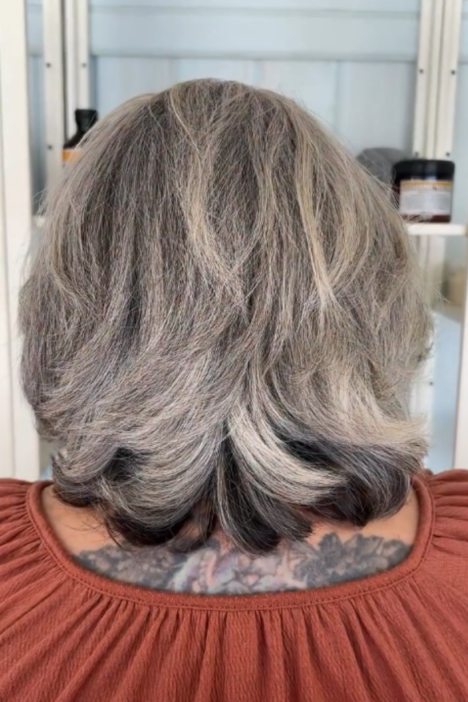 Collarbone Layered Gray Ash Blonde Silver — Gray Blending Highlights