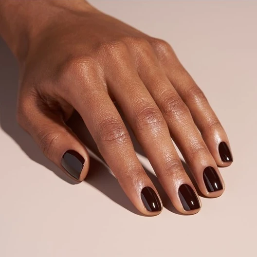 Short Oval Deep Brown-Red Nails Short Oval Deep Brown-Red Nails — Black Cherry Nails