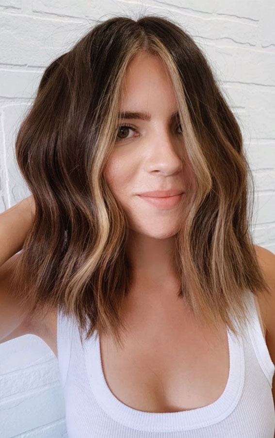 Dark Bob With Face-Framing Highlights — Winter Hair Colors for Short Hair