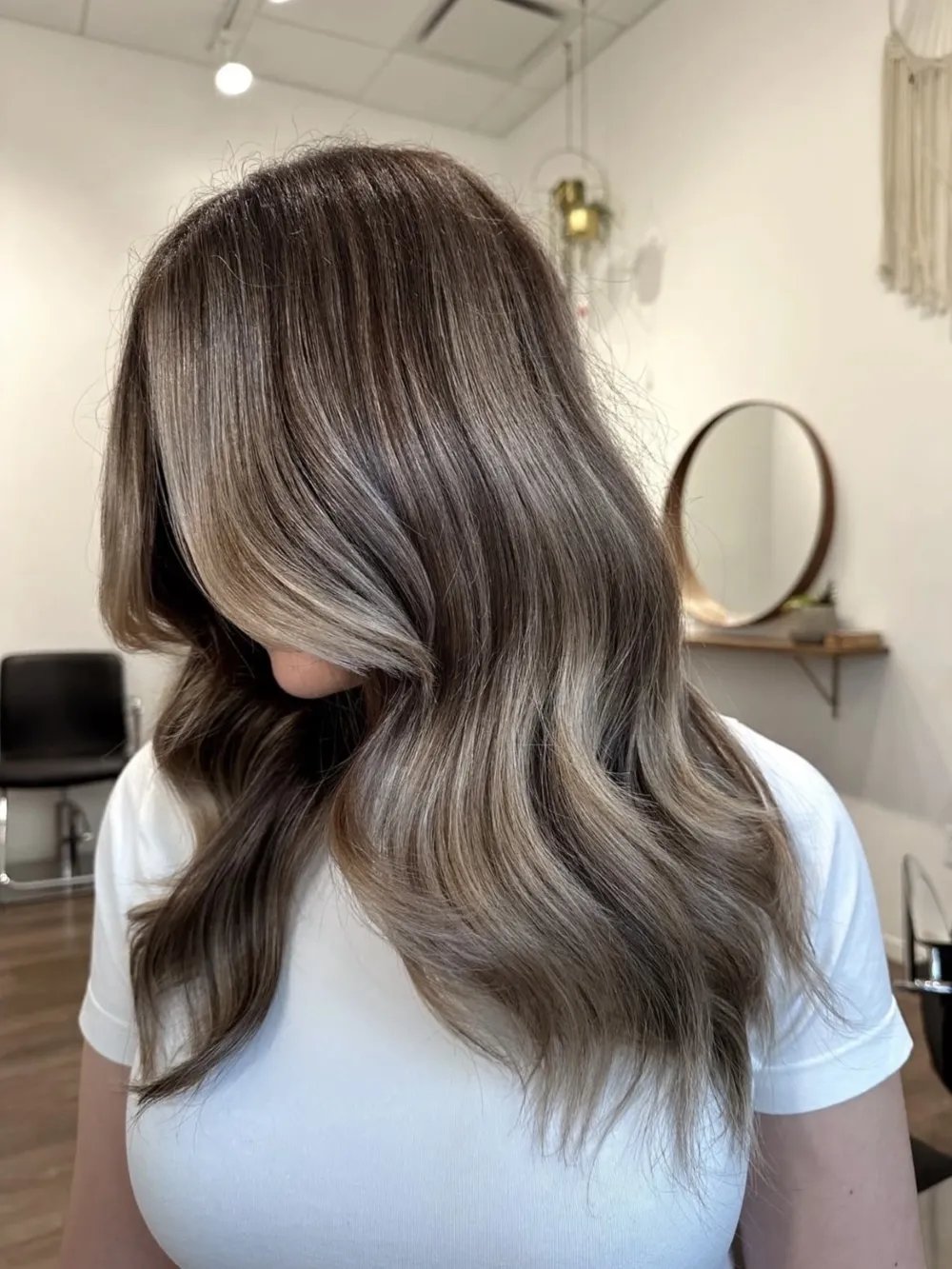 No Bangs Mid-Back Layers With Blonde Balayage Highlights No Bangs Mid-Back Layers With Blonde Balayage Highlights — Blonde to Brunette Hair