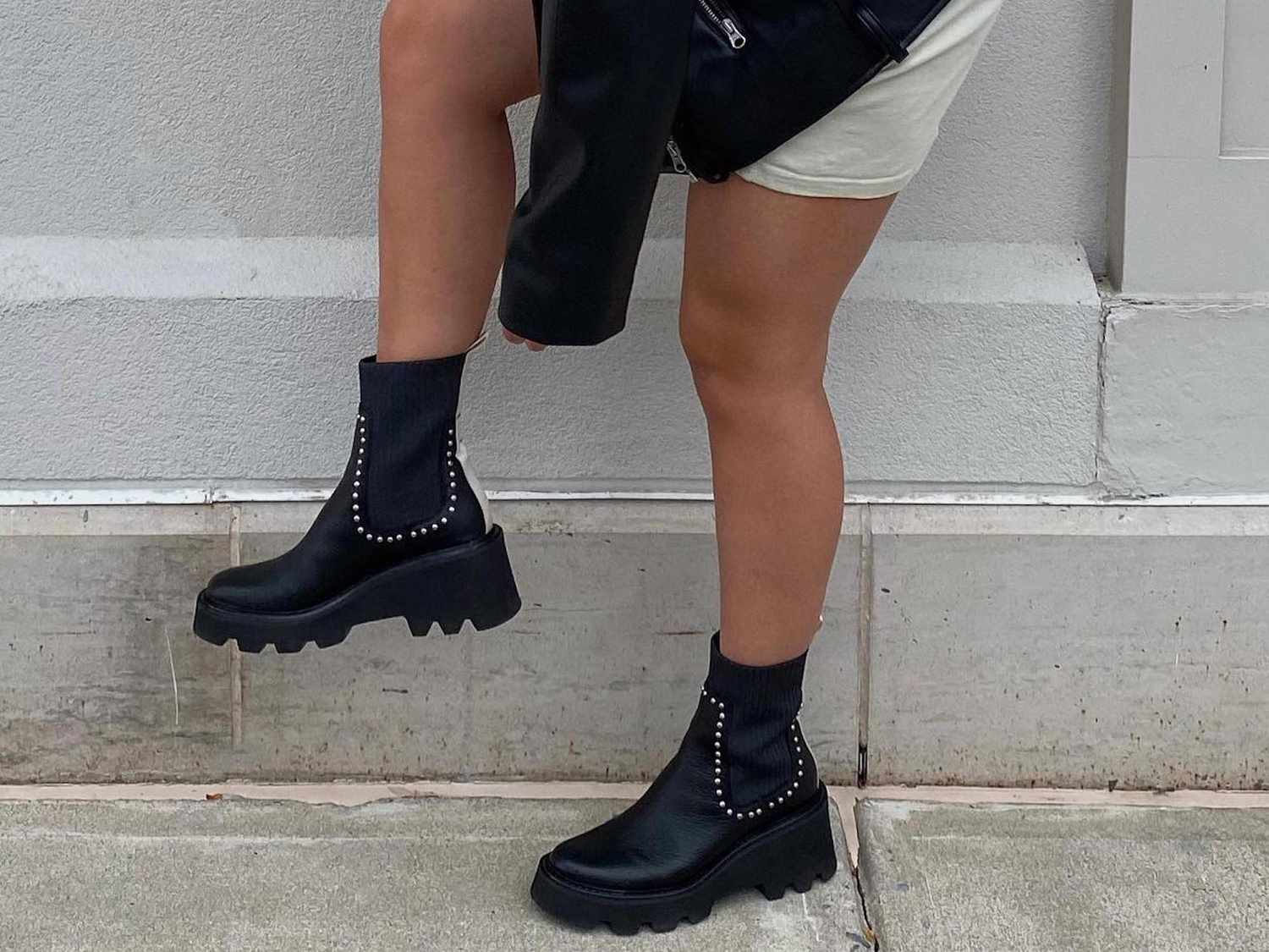 Statement Studded Boots with a Mini Dress Statement Studded Boots with a Mini Dress — Winter Boots Outfits