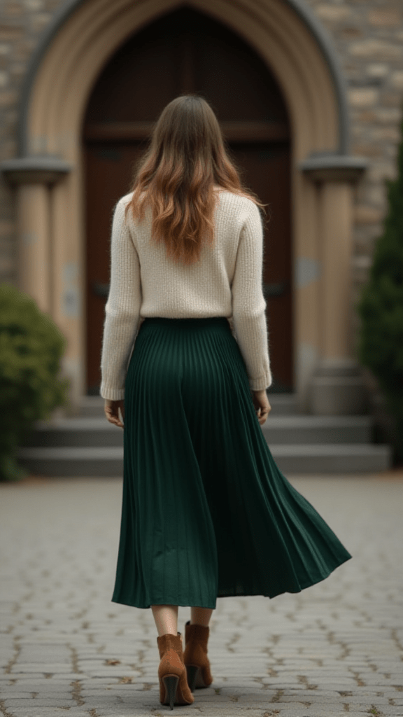 Brown Heeled Ankle Boots Outfit Idea Brown Heeled Ankle Boots Outfit Idea — Winter Church Outfits