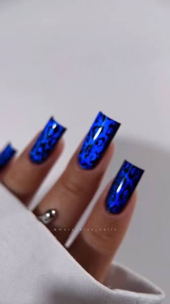 Navy French Tips with Bow and Stripes Navy French Tips with Bow and Stripes — blue nail inspo